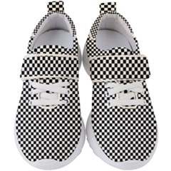 Black And White Checkerboard Background Board Checker Kids  Velcro Strap Shoes by pakminggu