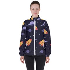 Cosmos Rockets Spaceships Ufos Women s High Neck Windbreaker by pakminggu