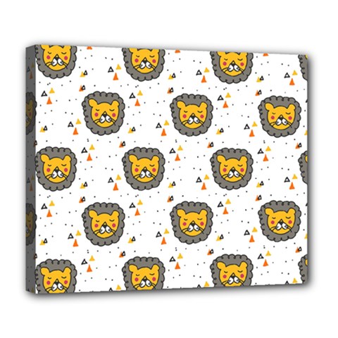 Lion Heads Pattern Design Doodle Deluxe Canvas 24  X 20  (stretched) by pakminggu