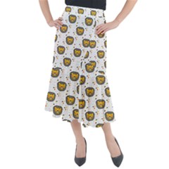 Lion Heads Pattern Design Doodle Midi Mermaid Skirt by pakminggu