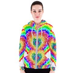 Tie Dye Heart Colorful Prismatic Women s Zipper Hoodie by pakminggu