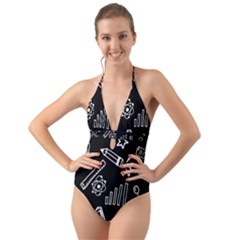 Knowledge Drawing Education Science Halter Cut-out One Piece Swimsuit by pakminggu