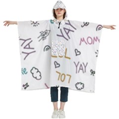 Doodle Pattern Women s Hooded Rain Ponchos by pakminggu