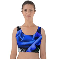 Blue Rose Roses Bloom Blossom Velvet Crop Top by pakminggu