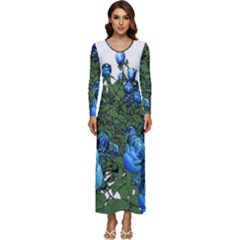 Flowers Roses Rose Nature Bouquet Long Sleeve Longline Maxi Dress by pakminggu