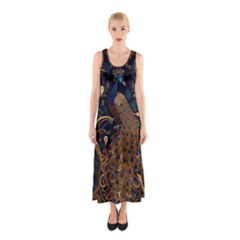 Peacock Plumage Bird  Pattern Graceful Sleeveless Maxi Dress by pakminggu