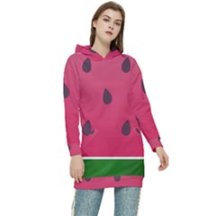 Watermelon Fruit Summer Red Fresh Food Healthy Women s Long Oversized Pullover Hoodie by pakminggu