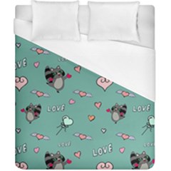 Raccoon Texture Seamless Scrapbooking Hearts Duvet Cover (california King Size) by pakminggu