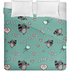 Raccoon Texture Seamless Scrapbooking Hearts Duvet Cover Double Side (king Size) by pakminggu