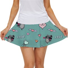 Raccoon Texture Seamless Scrapbooking Hearts Women s Skort by pakminggu