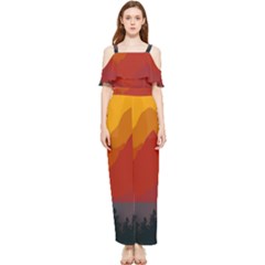 Mountain Forest Nature Scenery Art Mountains Draped Sleeveless Chiffon Jumpsuit by pakminggu