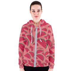 Watermelon Red Food Fruit Healthy Summer Fresh Women s Zipper Hoodie by pakminggu