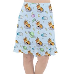 Pattern Giraffe Animal Seamless Scrapbooking Blue Fishtail Chiffon Skirt by pakminggu