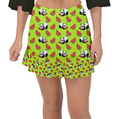 Watermelon Panda Background Wallpaper Fishtail Mini Chiffon Skirt by pakminggu