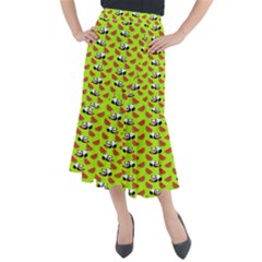 Watermelon Panda Background Wallpaper Midi Mermaid Skirt by pakminggu