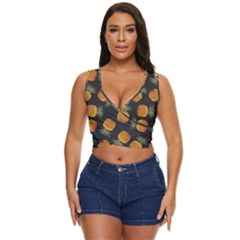 Pineapple Background Pineapple Pattern Women s Sleeveless Wrap Top by pakminggu