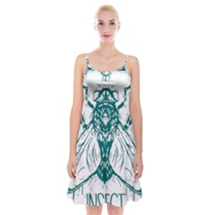 Green Insect Bee Illustration Spaghetti Strap Velvet Dress by pakminggu