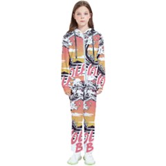 Gray Wolf Beach Waves A Wolf Animal Retro Kids  Tracksuit by pakminggu