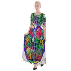 Brain Head Mind Man Silhouette Half Sleeves Maxi Dress by pakminggu