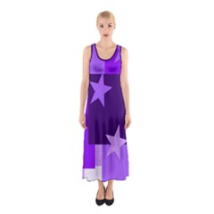 Purple Stars Pattern Shape Sleeveless Maxi Dress by danenraven