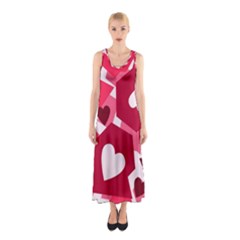 Pink Hearts Pattern Love Shape Sleeveless Maxi Dress by danenraven