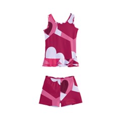 Pink Hearts Pattern Love Shape Kids  Boyleg Swimsuit by danenraven