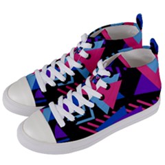 Memphis Pattern Geometric Abstract Women s Mid-top Canvas Sneakers by danenraven