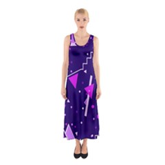 Purple Blue Geometric Pattern Sleeveless Maxi Dress by danenraven