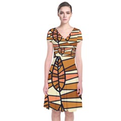 Autumn Leaf Mosaic Seamless Short Sleeve Front Wrap Dress by danenraven