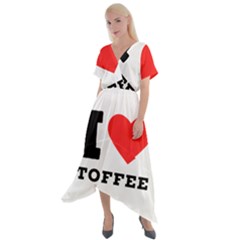 I Love Toffee Cross Front Sharkbite Hem Maxi Dress