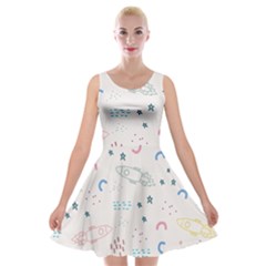 Spaceship Pattern Star Velvet Skater Dress by danenraven