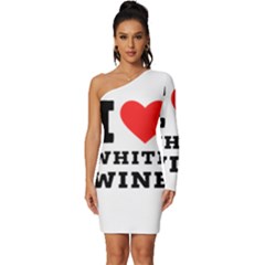 I Love White Wine Long Sleeve One Shoulder Mini Dress by ilovewhateva