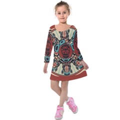 Grateful Dead Pacific Northwest Kids  Long Sleeve Velvet Dress by Mog4mog4