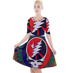 Grateful Dead Pattern Quarter Sleeve A-line Dress by Mog4mog4