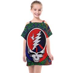 Grateful Dead Pattern Kids  One Piece Chiffon Dress by Mog4mog4