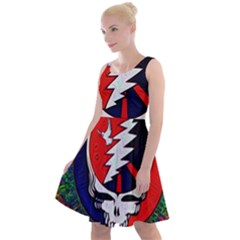 Grateful Dead Pattern Knee Length Skater Dress by Mog4mog4