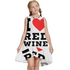 I Love Red Wine Kids  Frill Swing Dress by ilovewhateva