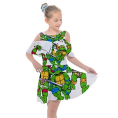 Teenage Mutant Ninja Turtles Kids  Shoulder Cutout Chiffon Dress by Mog4mog4