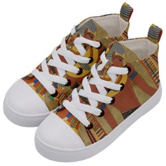 Egyptian Tutunkhamun Pharaoh Design Kids  Mid-top Canvas Sneakers by Mog4mog4