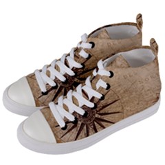 Compass Map Nautical Antique Women s Mid-top Canvas Sneakers by Mog4mog4