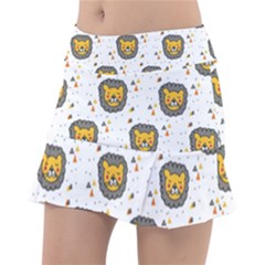 Lion Heads Pattern Design Doodle Classic Tennis Skirt by Mog4mog4