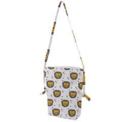 Lion Heads Pattern Design Doodle Folding Shoulder Bag by Mog4mog4