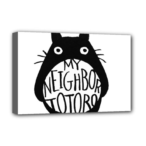 My Neighbor Totoro Black And White Deluxe Canvas 18  X 12  (stretched) by Mog4mog4