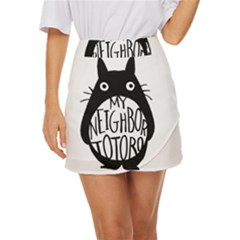 My Neighbor Totoro Black And White Mini Front Wrap Skirt by Mog4mog4