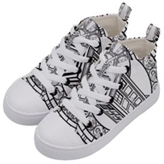 Bad Wolf Tardis Art Drawing Doctor Who Kids  Mid-top Canvas Sneakers by Mog4mog4