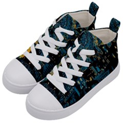 Hogwarts Castle Van Gogh Kids  Mid-top Canvas Sneakers by Mog4mog4