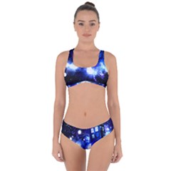 Tardis Background Space Criss Cross Bikini Set by Mog4mog4