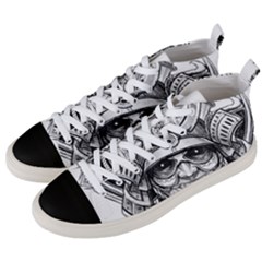 Drawing Samurai Tattoo Sketch Japanese Samurai Men s Mid-top Canvas Sneakers by Mog4mog4