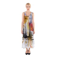 New York City Skyline Vector Illustration Sleeveless Maxi Dress by Mog4mog4