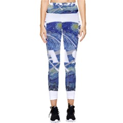 Vincent Van Gogh Starry Night Art Painting Planet Galaxy Pocket Leggings  by Mog4mog4